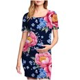 thumbnail image 1 of yoeyez Robe de Maternité Grande Taille pour Femmes à Manches Courtes, Col Rond, Imprimé Floral, Robe Soleil, Robe d'Allaitement de Maternité, Vêtements de Grossesse Grande Taille en Liquidation Multicolore,P, 1 of 5