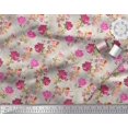thumbnail image 2 of Soimoi Pink Poly Georgette Fabric Leaves & Floral Printed Craft Fabric by The Yard 52 Inch Wide, 2 of 3