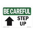 thumbnail image 1 of SignMission OS-BC-D-35-L-10131 Être Prudent Étape Flèche vers le Haut avec Symbole OSHA Décalque Signe, 1 of 1