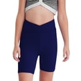 thumbnail image 1 of Doomiva Girls Athletic Swim Shorts Solid Color Shorts Sport Cheer Workout Running Navy Blue 110, 1 of 5