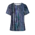 thumbnail image 4 of Hauts Tuniques pour Femmes Coupe Ample Chic Col Rond Manches Courtes Pli Régulier Blouse Imprimée T-shirt Hauts d'Été pour Femmes, 4 of 5