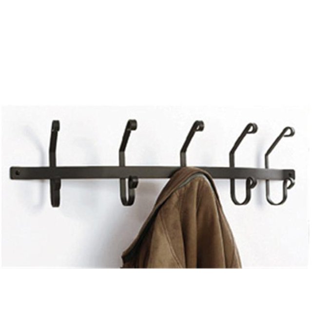 Village Wrought Iron CT-WH-5 Wall Mounted Wrought Iron Coat Rack with 5 Hooks