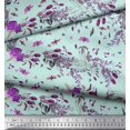 thumbnail image 2 of Soimoi Tissu Vert en Rayonne Imprimé Insectes, Roses et Feuilles au Mètre 56 Pouces de Large, 2 of 3