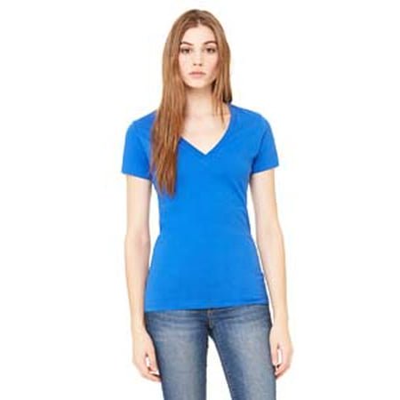 Bella + Canvas T-Shirt en Jersey à Manches Courtes à Col en V Profond pour Femmes -