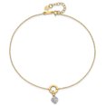 thumbnail image 4 of 14k Two Tone Gold Circle Heart 9 Inch Plus 1 Anklet Ankle Bracelet Love Puffed, 4 of 11