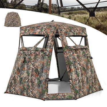 Gymax Store de Chasse Multifonction 3 en 1 avec Toit à Puits de Lumière, Housse, Sac de Transport, Piquets