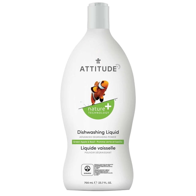 ATTITUDE nature+ technology, Dishwashing Liquid, Green Apple & Basil, 700 mL