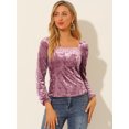 thumbnail image 2 of INSPIRE CHIC Blouse Haut à Encolure Carrée en Velours à Manches Longues pour Femme, 2 of 6