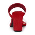 thumbnail image 2 of BLISSFUL STEP Women's Dual Clear Strap Chunky Heel Mules Slides Sandals Red 6, 2 of 7