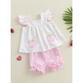 thumbnail image 3 of Baby Girl Summer Clothes Stripe Print Flying Sleeve Tank Tops Ruffled Shorts Outfit, 3 of 8