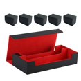 thumbnail image 1 of PU Leather Deck Box Cards Holder with Closure Collectibe Card Case for Sleeved Cards Baseball, Football, Basketball, Sports Cards , black red, 1 of 8