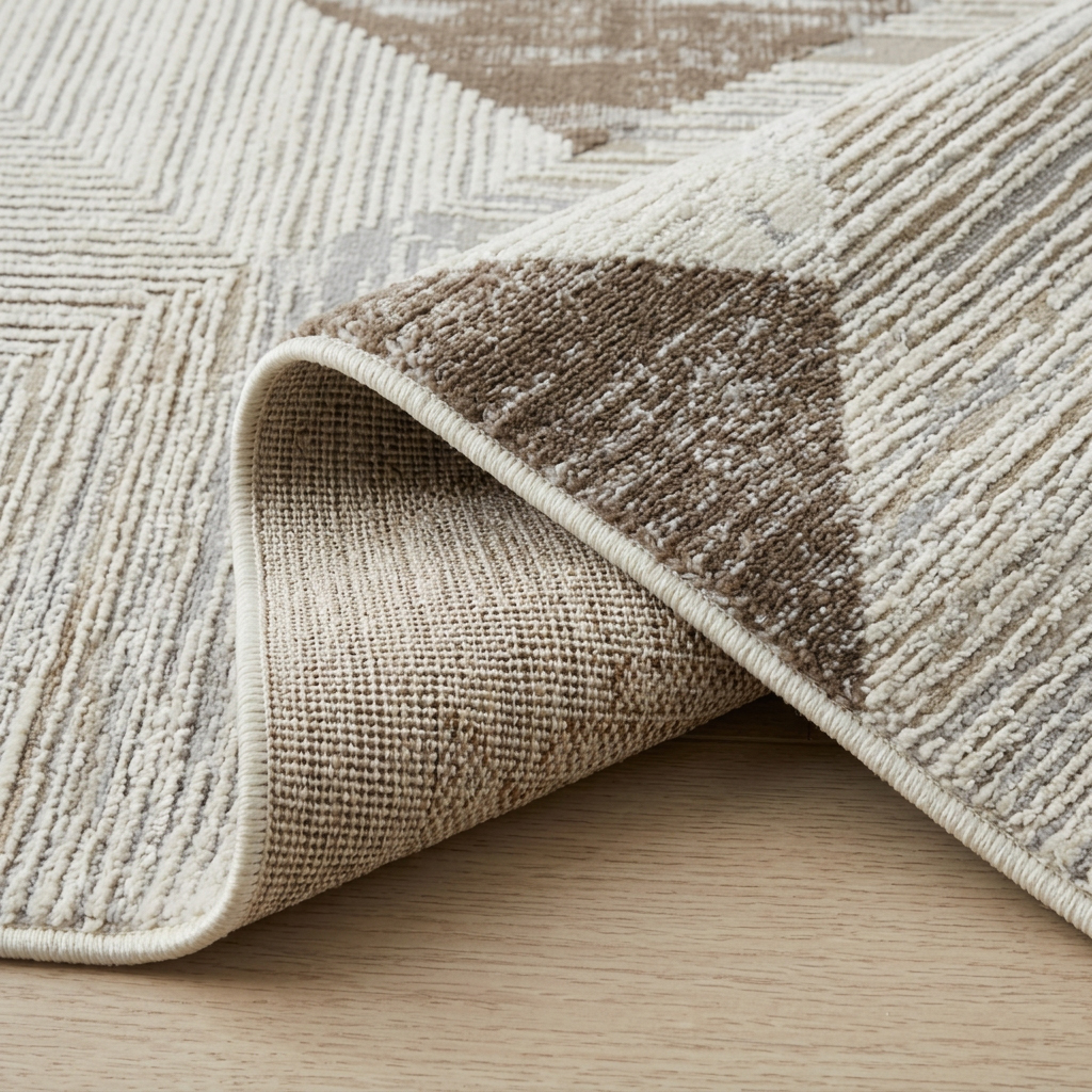 Tapis d'interieur abstrait Rug Branch Nomad, beige marron, moderne - Salon, chambre, salle a manger et cuisine