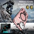 thumbnail image 2 of KOMI for iPhone 16 Pro Max MagSafe Case with Adjustable Metal Camera Lens Cover Stand with 1 Screen Protector,[Mil-Grade Protect] Rugged Heavy Duty Magnetic Case for iPhone 16 Pro Max 6.9" Rose Gold, 2 of 5
