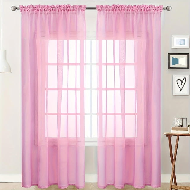 ZENGHUIJ Voilages en Polyester à Double Cordon de Couleur Unie Semi-Transparents Rideaux Style Poche pour Tringle Rideaux Semi-Transparents