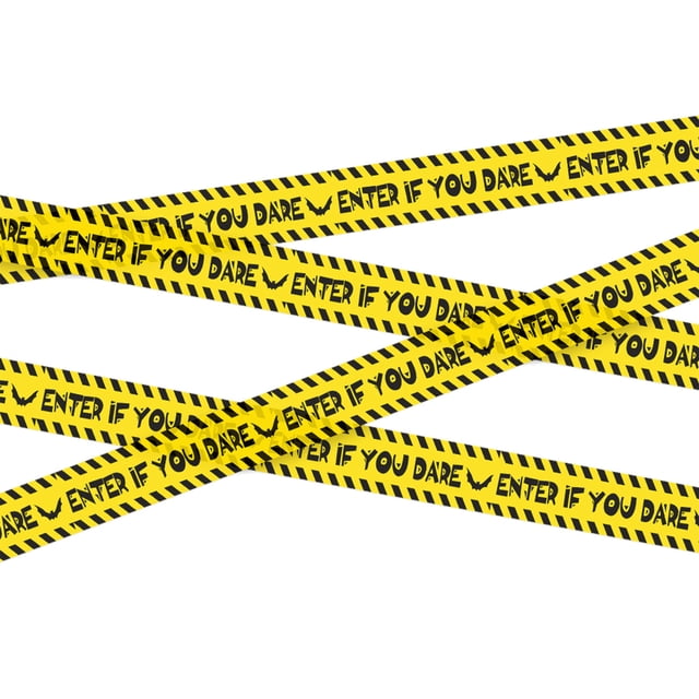Yellow Warning Tape Plastic Halloween Scene Decoration With Skull Ghost Pattern For Party Supplies Layout Props Isolation Decor Strip Set Of 2 Rolls A
