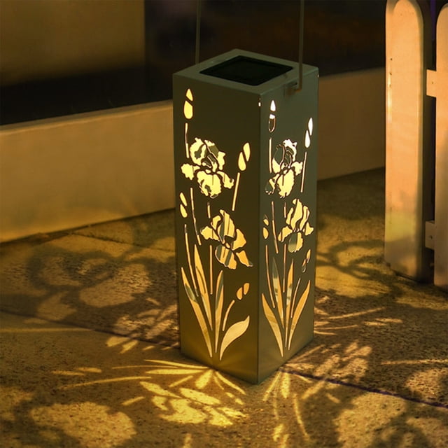 Solar Street Lights Outdoor Solar Hanging Lantern,Rose Pattern Iron Design,Outdoor Projection Light,Romantic Patio Lamp,Solar Powered Desk Light,Vintage Garden Decor Holiday Gifts