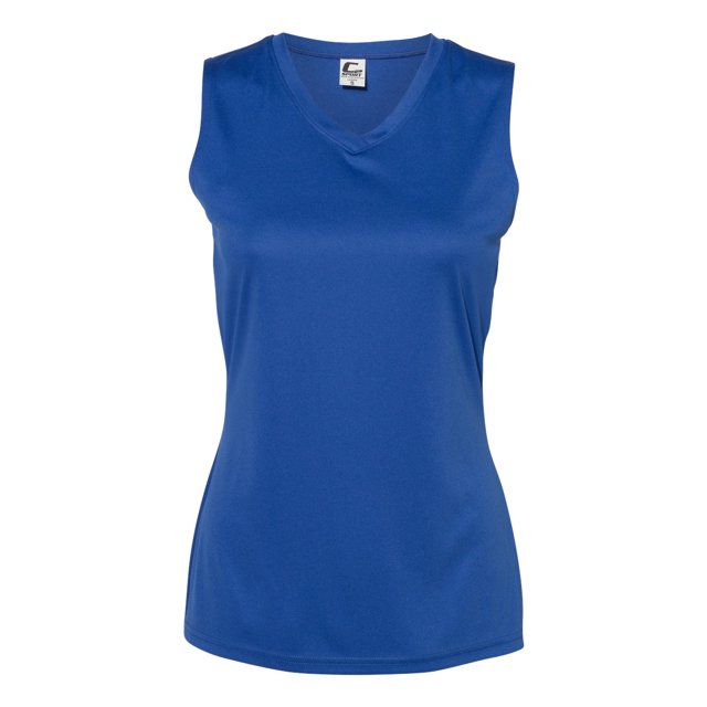 C2 Sport T-Shirt Sans Manches Col en V pour Femmes, TP, Royal
