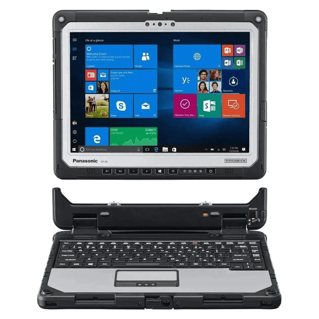 Refurbished (Good)- Panasonic Toughbook CF-33, 2-in-1, 12” QHD, Intel i5, 4G LTE, GPS, Barcode, 8GB, 256GB SSD, Webcam, Win10 Pro