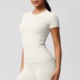 thumbnail image 4 of Yuyuzo Womens Workout Tops Short Sleeve Yoga Running Cropped Basic Tees Crewneck Athletic Tight T Shirts, 4 of 6