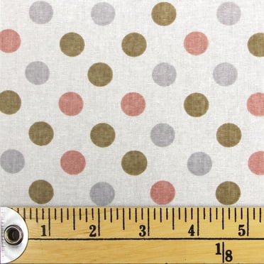 FABRIC CREATIONS White Grey, Gold, and Rose Polka Dots Fat Quarter 45 × 53 cm (18 × 21 in), Tan