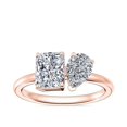 thumbnail image 1 of 1.00 Carat Excellent Radiant & Pear Cut Real Diamond Latest Design Two Stone Ring for Ladies Solid 14K Rose Gold Size 7.5, 1 of 8