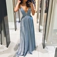 thumbnail image 2 of Fridja Femmes V-Cou Couture Creux sur le Dos Écharpe Solide Mince Longue Robe, 2 of 7