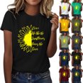 thumbnail image 3 of WTXUE T-Shirts à Manches Courtes, T-Shirts Graphiques à Col Rond pour Femmes Sunflower T-Shirt d'Été Ample en Coton Blo Floral, Chemises pour Femmes / Décontracté pour Femmes Grande Taille Vert Fougère/Sunflower S, 3 of 6