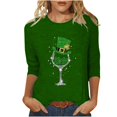 thumbnail image 2 of T-Shirt Ample à Manches Trois-Quarts et Col Rond Imprimé pour la Saint-Patrick pour Femmes, 2 of 6