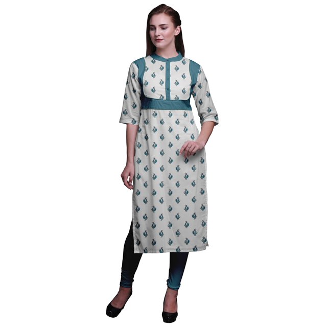 Bimba Robe Kurti Longue Indienne Imprimée, Tunique Droite, Robes pour Femmes