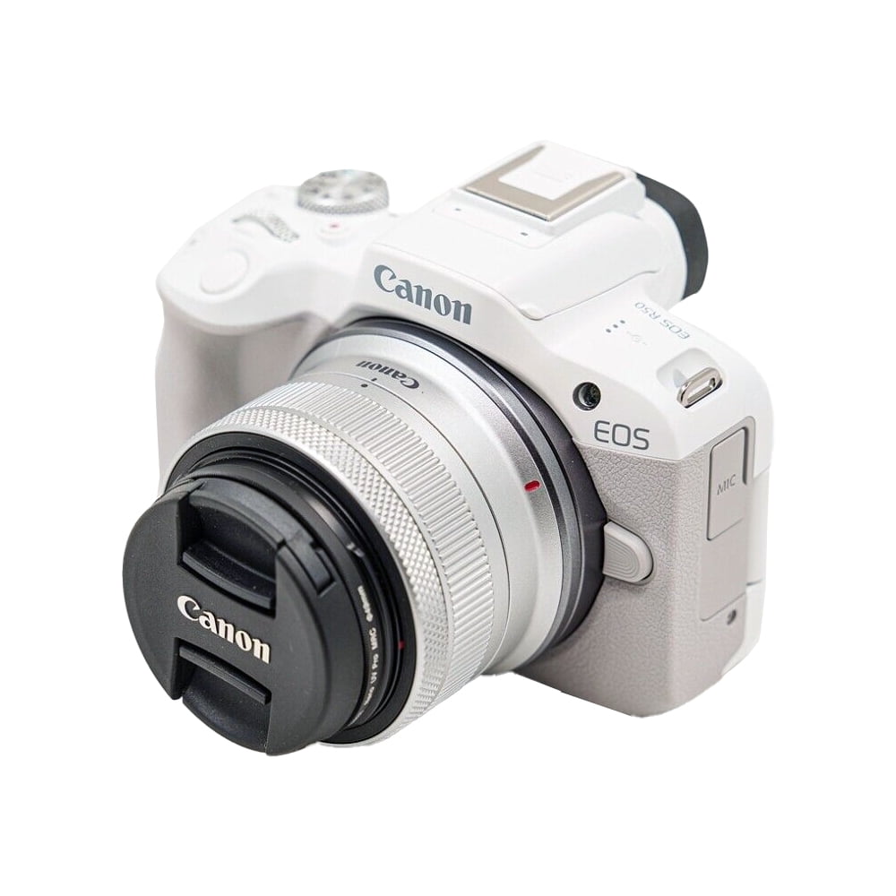 Canon EOS R50 Mirrorless Camera w/ RF-S 18-45mm Lens (White