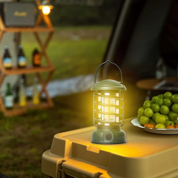 EGNMCR Camping et Randonnée Nouvelle Lampe de Camping Rétro Portable, Lanterne de Camping Rechargeable par USB, Lanterne de Tente Suspendue à DEL à Intensité Réglable, Lumière de Camping Légère pour Cour, Lumières de Camping Extérieures