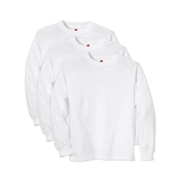 Hanes T-Shirt à Manches Longues ComfortSoft pour Garçons, Lot de 3, TP, Blanc