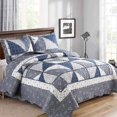 thumbnail image 1 of Patchwork Quilt Full Queen Size Quilted Bedspread Comforter Set 3-Piece Grey Lightweight Coverlet Set Floral Reversible Stitched Bedding Set Bed Cover Blanket with 2 Pillow Shams for All Season, 1 of 15