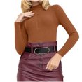 thumbnail image 2 of breaise Women's 2025 Spring Long Sleeve Pullover Ribbed Knit Sweater Mock Neck Slim Fit Basic Casual Tee Tops S-XL, 2 of 9