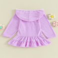 thumbnail image 4 of Robe à Capuchon pour Fille, Couleur Unie, à Volants, à Fermeture Éclair, Manches Longues, Robe de Plage, 4 of 8
