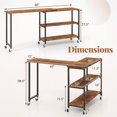 thumbnail image 3 of Costway Table Mobile pour Ordinateur Portable à Rotation 360° avec Étagères de Rangement à 2 Niveaux et 6 Roues Universelles Brun, 3 of 10