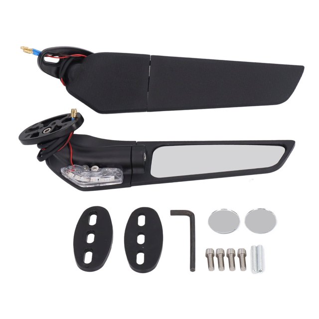 Motorcycle Wing Mirror, Buffer Rubber Shock Resistant Cool Design Broad Vision Aerodynamic Swivel Side Mirrors For ZX10R ZX6R ZX636 2019-2022