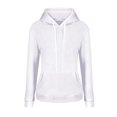 thumbnail image 4 of MAWCLOS Ladies Sweatshirt Pocket Hoodies Solid Color Hooded Tops Casual Fall Drawstring Pullover White 3XL, 4 of 6