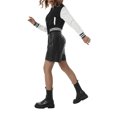 thumbnail image 4 of Women Varsity Baseball Jacket Casual Sweatshirt Long Sleeve Colorblock Button Down Cropped Bomber Coat, 4 of 9