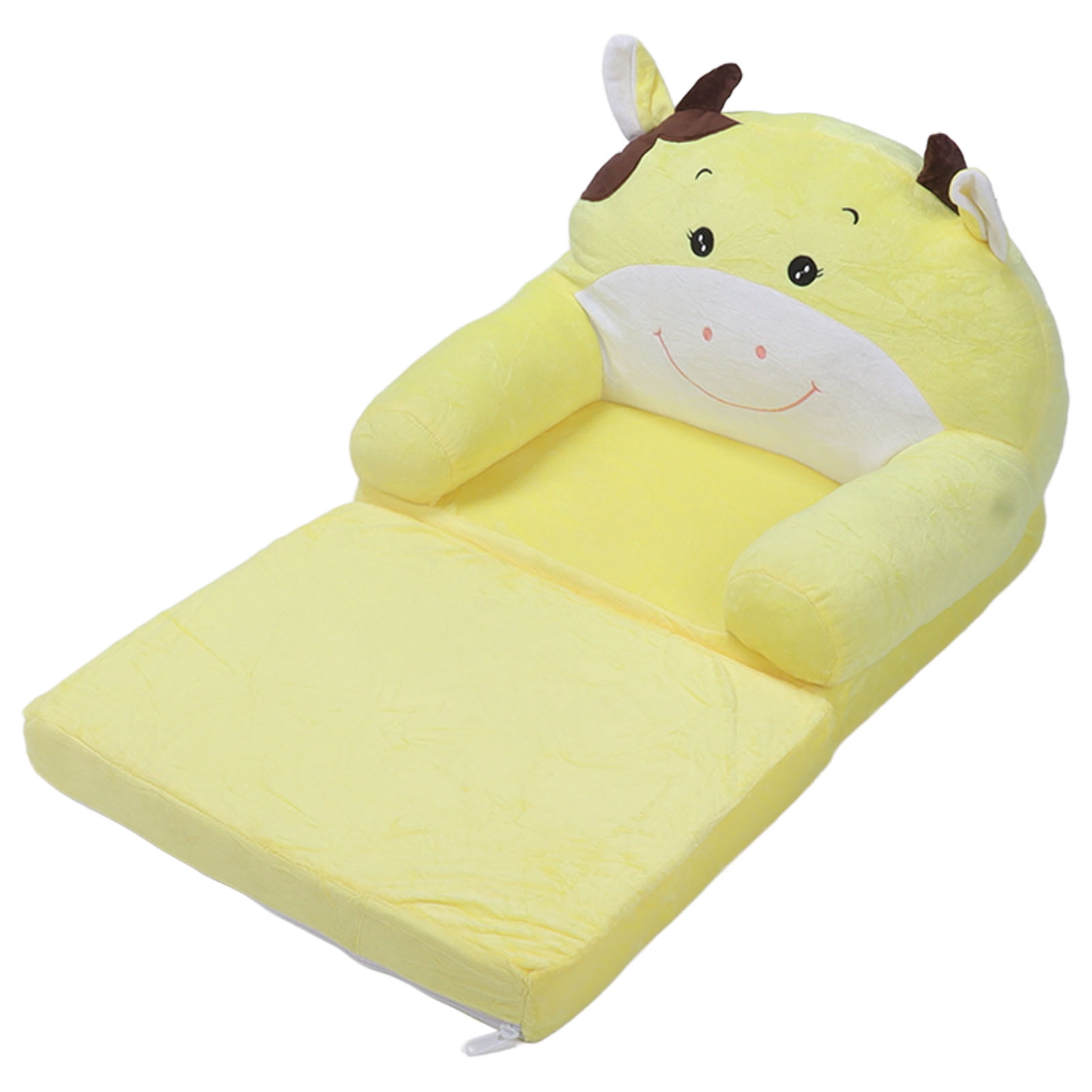 Plush Foldable Kids Sofa, Pattern Children Couch Backrest Armchair Bed With Pocket And Handle, Upholstered 2 In 1 Flip Open Infant Baby  For Living Room Bedroom