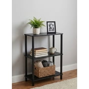 3-Tier Open Shelving Unit, Easy Assembly Storage Shelf, Black Finish