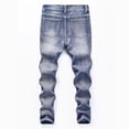 thumbnail image 3 of XASZHN Jeans en Denim pour Garçon Coupe Ajustée Déchirés Usés Mode Enfants Bleu 140, 3 of 6