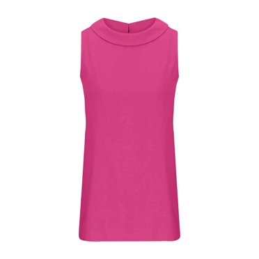 TSADFHJI Hauts Col en V pour Femmes Rouge Coton et Lin Couleur Unie Col Rond Pull Court Couleur Unie Décontracté Sans Manches T-Shirt TTTG Rouge