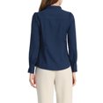 thumbnail image 3 of INSPIRE CHIC Women's Stand Collar Button Down Long Sleeve Shirts L Dark Blue, 3 of 6