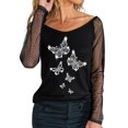 thumbnail image 5 of WEAIXIMIUNG Chandail Léger pour Femmes de la Saint-Valentin, Aguichant, à Manches Longues, Haut avec Strass en Maille, Design à Col Rond, Haut Automne Hiver, Tenue Décontractée, Chemise à Bretelles, Blouse pour Fête, 5 of 5
