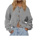 thumbnail image 1 of Pisexur Cardigans pour Femmes, Chandails Légers à Col Rond, Vestes en Tricot de Couleur Unie, Cardigan Tendance à Boutons, Cardigans d'Automne pour Femmes, Décontracté, Manches Longues, Cardigan Court Torsadé, Blouse Chandail, Hauts, 1 of 6