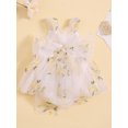 thumbnail image 3 of Honganda Barboteuse Robe pour Bébé Fille, Sans Manches Broderie Fleur Patchwork Body Vêtements d'Été, 3 of 9