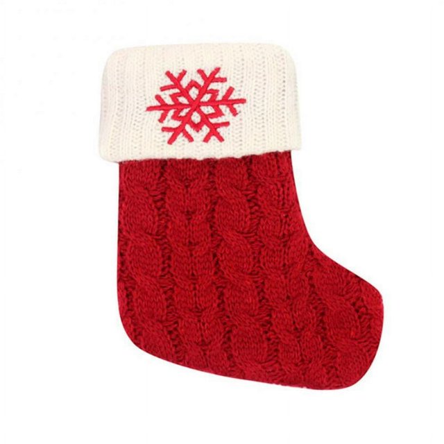 1~8PCS New Year Christmas Socks Red Snowflake Alphabet Letters Christmas knitting Stocking Christmas Tree Decoration For Home