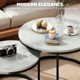 thumbnail image 4 of HOMCOM Nesting Tables, 31" Round Coffee Table Set of 2, Marble Grey, 4 of 10