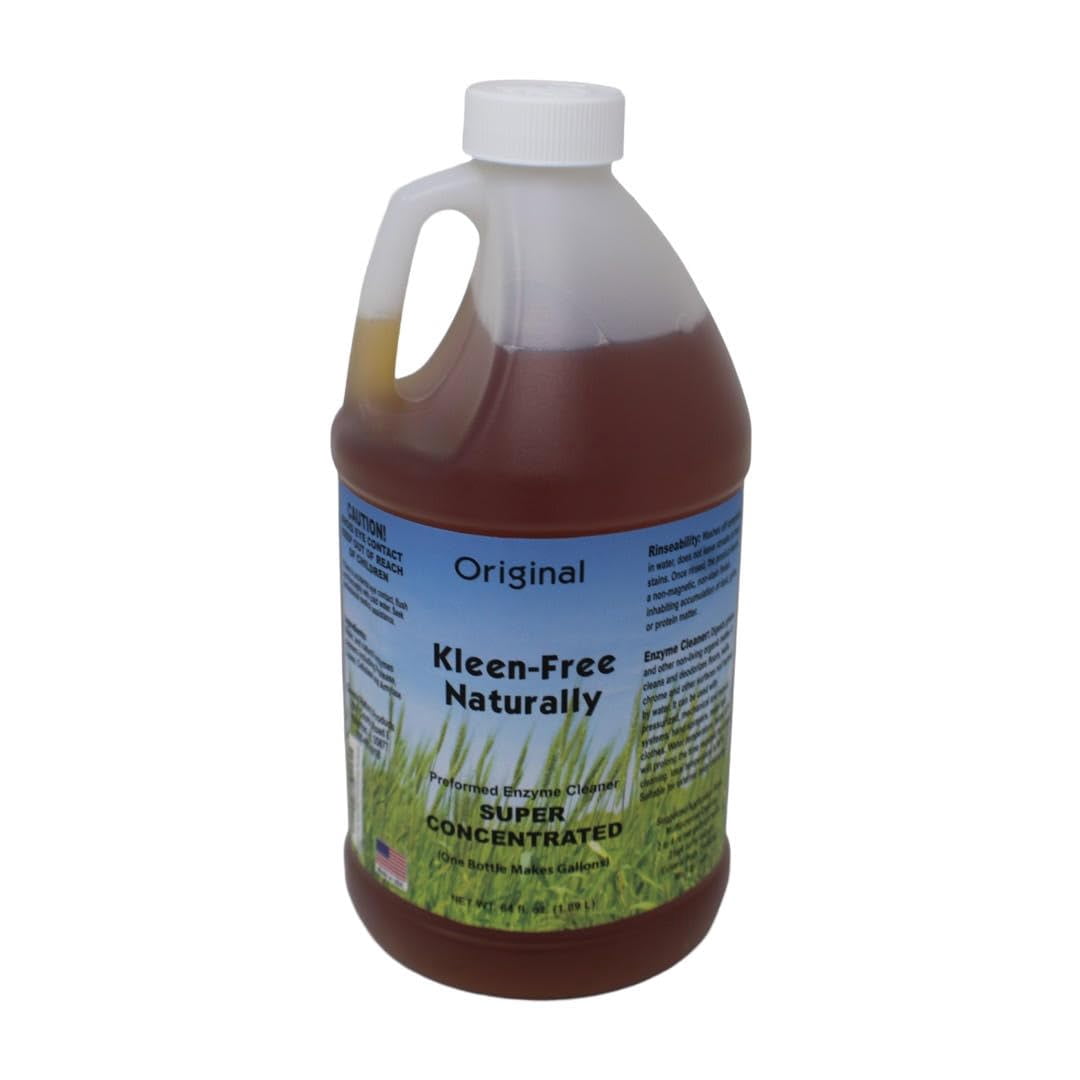 Kleen-Free Naturally Preformed Enzyme Cleaner, Enzyme Solution, Multi-Purpose Cleaner, Laundry Additive, and More - Concentrate - Original Scent - 64oz